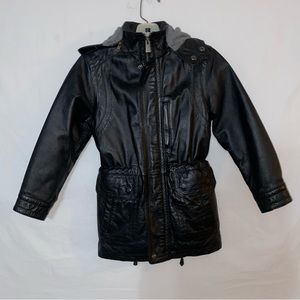 Wilson Leather Girls Hooded Jacket - Black - Size Medium